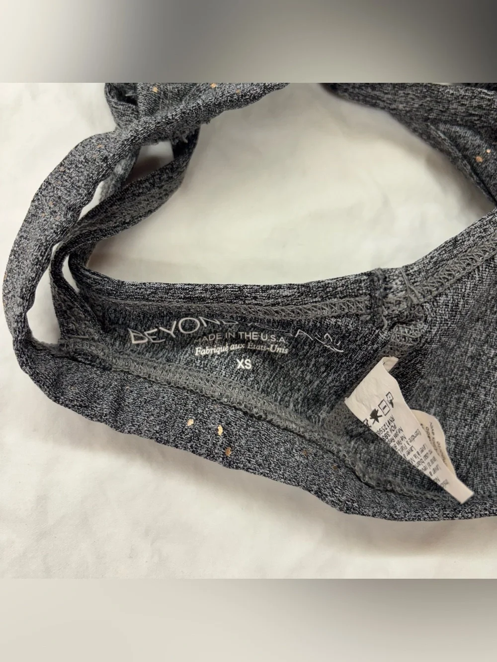Beyond Yoga‎ Double Back Alloy speckled sports bra gray rose gold Size XS
